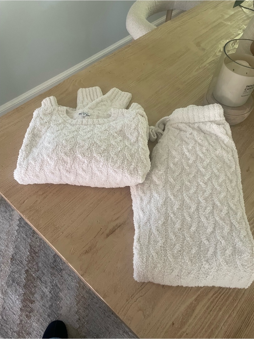 Splendid Cream Cable Knit Sweater & Pants Set